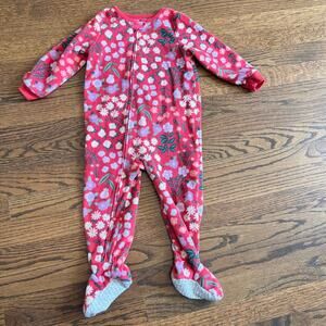 🍭6/$30 Carter's girl's cozy pink floral zip long sleeve fleece footie pajamas 2T